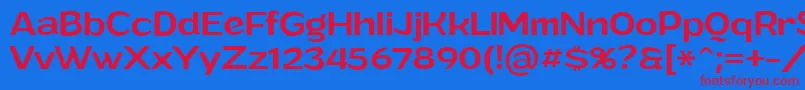 Fonte GrandimediumPersonalUse – fontes vermelhas em um fundo azul