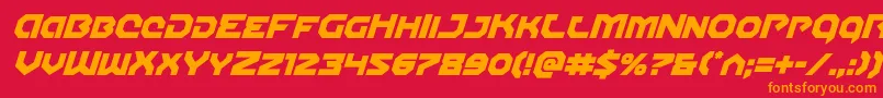 Gunnerstormital-Schriftart – Orangefarbene Schriften auf rotem Hintergrund