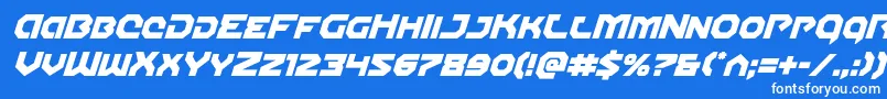フォントGunnerstormital – 青い背景に白い文字