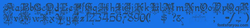 Kellyanngothic Font – Black Fonts on Blue Background