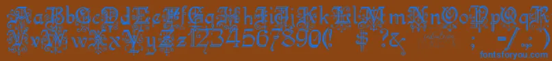 Kellyanngothic Font – Blue Fonts on Brown Background