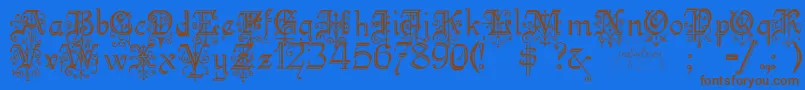 Kellyanngothic Font – Brown Fonts on Blue Background