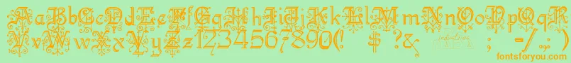Kellyanngothic Font – Orange Fonts on Green Background