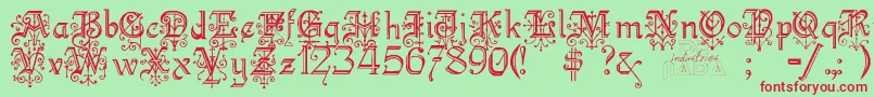 Kellyanngothic Font – Red Fonts on Green Background