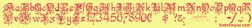 Kellyanngothic Font – Red Fonts on Yellow Background