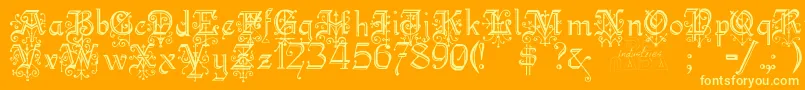 Kellyanngothic-Schriftart – Gelbe Schriften auf orangefarbenem Hintergrund