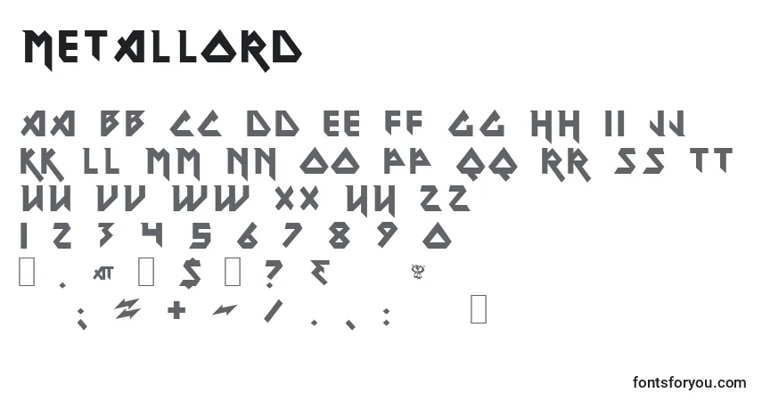 Schriftart MetalLord – Alphabet, Zahlen, spezielle Symbole