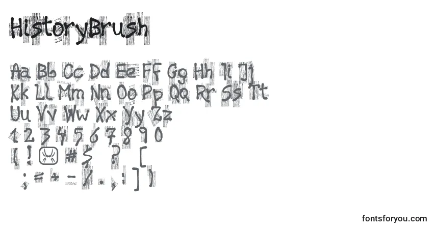 Czcionka HistoryBrush – alfabet, cyfry, specjalne znaki
