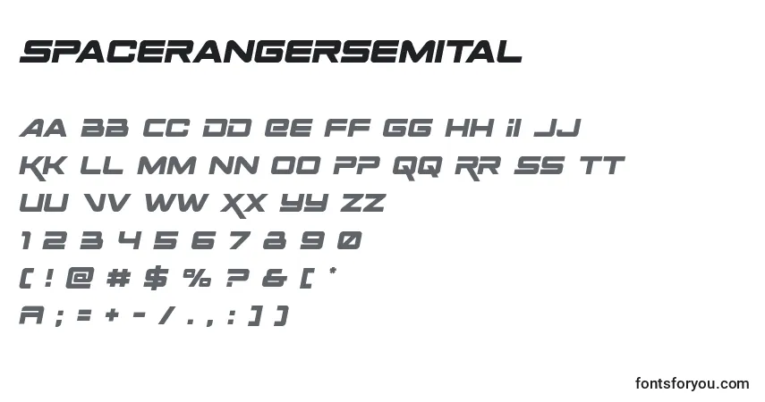 Шрифт Spacerangersemital – алфавит, цифры, специальные символы