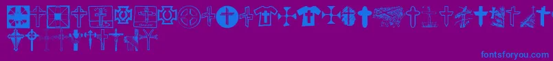 ChristianCrossesV Font – Blue Fonts on Purple Background