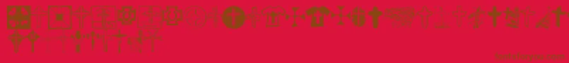 ChristianCrossesV-Schriftart – Braune Schriften auf rotem Hintergrund