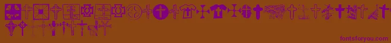 フォントChristianCrossesV – 紫色のフォント、茶色の背景