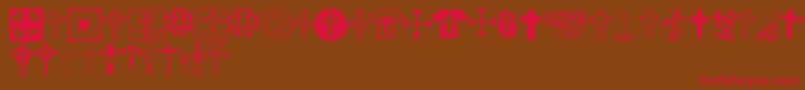 ChristianCrossesV Font – Red Fonts on Brown Background
