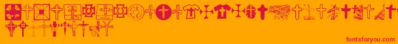 ChristianCrossesV Font – Red Fonts on Orange Background