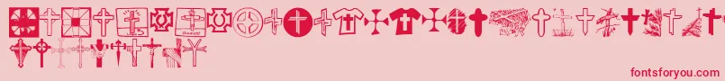 ChristianCrossesV Font – Red Fonts on Pink Background