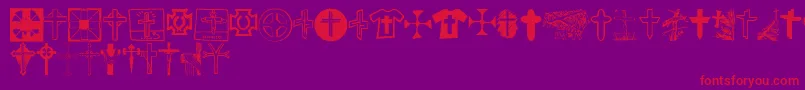 ChristianCrossesV-Schriftart – Rote Schriften auf violettem Hintergrund