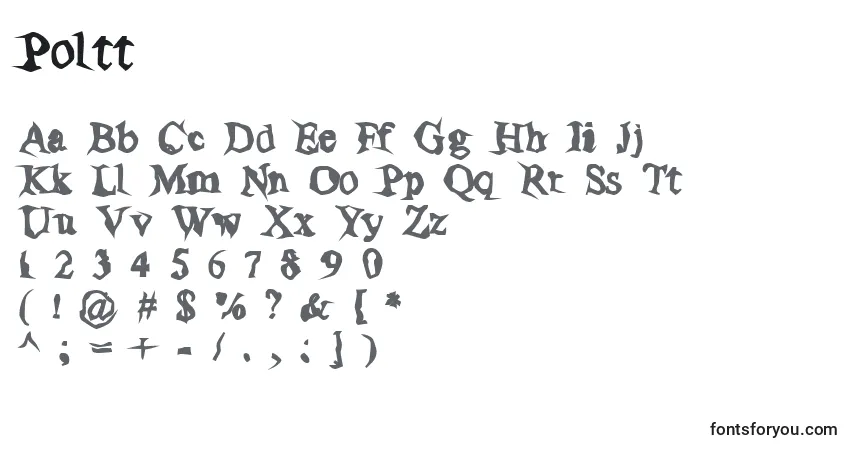 A fonte Poltt – alfabeto, números, caracteres especiais