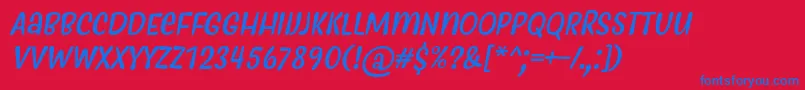 MyfrideRegularItalic Font – Blue Fonts on Red Background