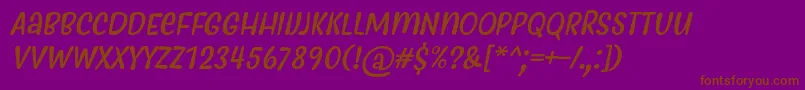 MyfrideRegularItalic-Schriftart – Braune Schriften auf violettem Hintergrund