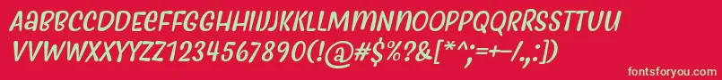 MyfrideRegularItalic-fontti – vihreät fontit punaisella taustalla