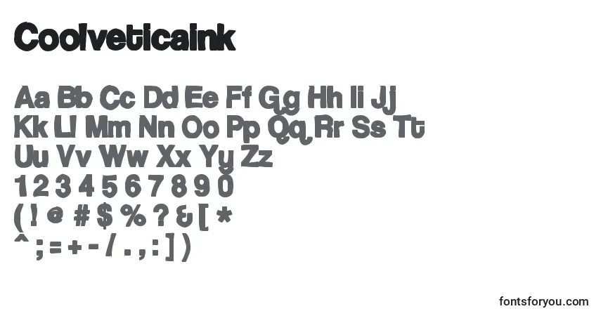 Fuente Coolveticaink - alfabeto, números, caracteres especiales