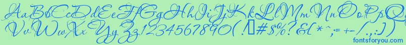 Шрифт Aquarelle – синие шрифты на зелёном фоне