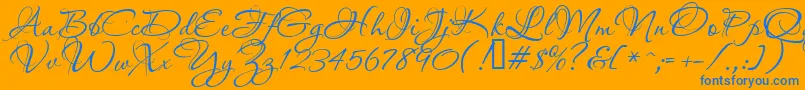 Шрифт Aquarelle – синие шрифты на оранжевом фоне