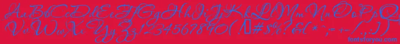フォントAquarelle – 赤い背景に青い文字
