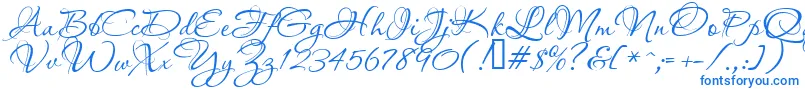 フォントAquarelle – 白い背景に青い文字