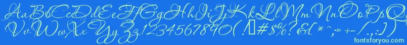 Aquarelle Font – Green Fonts on Blue Background