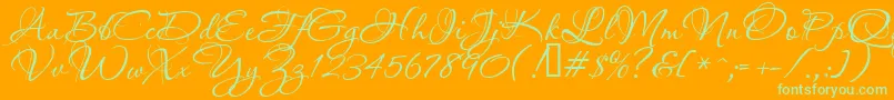 Aquarelle Font – Green Fonts on Orange Background