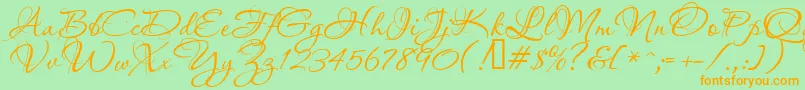 Aquarelle Font – Orange Fonts on Green Background