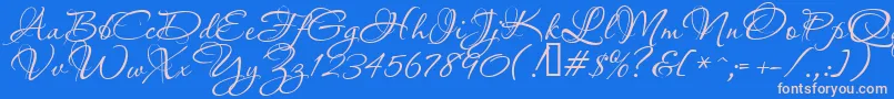 フォントAquarelle – ピンクの文字、青い背景