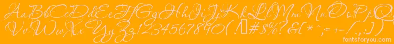 Aquarelle-Schriftart – Rosa Schriften auf orangefarbenem Hintergrund