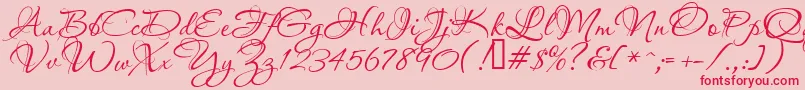 フォントAquarelle – ピンクの背景に赤い文字