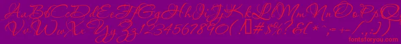 Aquarelle-fontti – punaiset fontit violetilla taustalla
