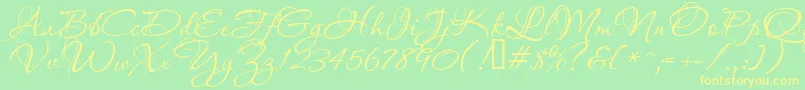 Aquarelle Font – Yellow Fonts on Green Background