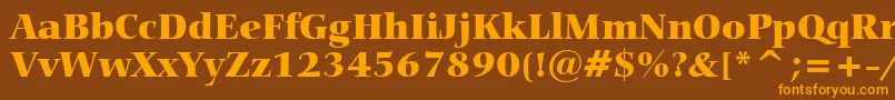 フォントCarminaBlackBt – オレンジ色の文字が茶色の背景にあります。