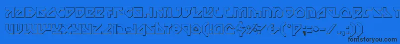 Nostroo-Schriftart – Schwarze Schriften auf blauem Hintergrund