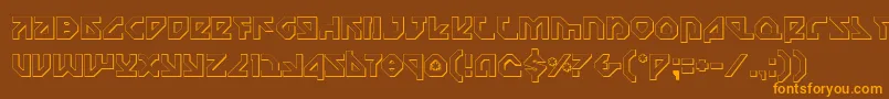 フォントNostroo – オレンジ色の文字が茶色の背景にあります。