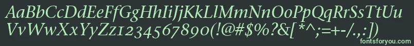 Fonte StoneSerifOsItcTtMediumita – fontes verdes em um fundo preto