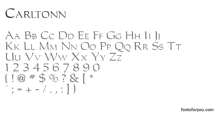 Czcionka Carltonn – alfabet, cyfry, specjalne znaki