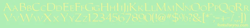 フォントCarltonn – 黄色の文字が緑の背景にあります