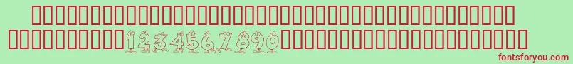 フォントKrToonNumbers – 赤い文字の緑の背景