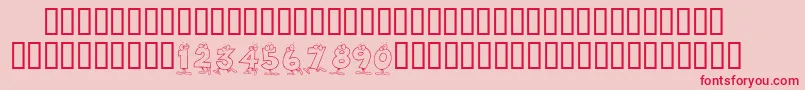 KrToonNumbers-Schriftart – Rote Schriften auf rosa Hintergrund