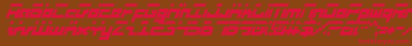 フォントRoidRageCondensedItalic – 赤い文字が茶色の背景にあります。