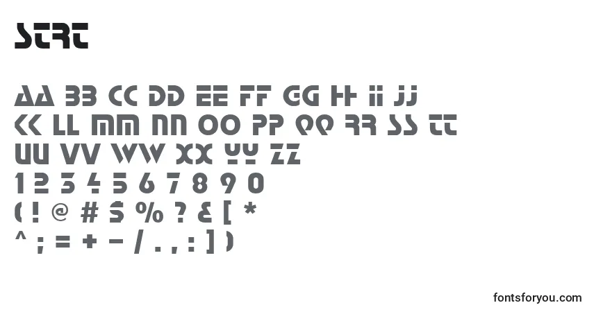 A fonte Strt – alfabeto, números, caracteres especiais