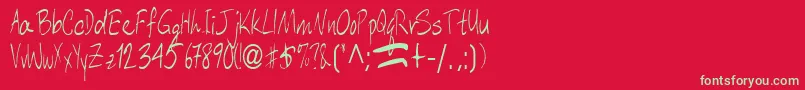 フォントAberaham9RegularTtcon – 赤い背景に緑の文字