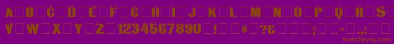IceDisplayCapsSsi-fontti – ruskeat fontit violetilla taustalla