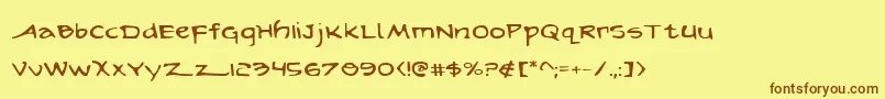 Fonte ArilonExpanded – fontes marrons em um fundo amarelo